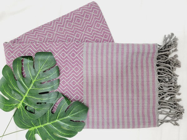 Ebru Home Geo Stripe Organic Cotton Turkish Magic Towel