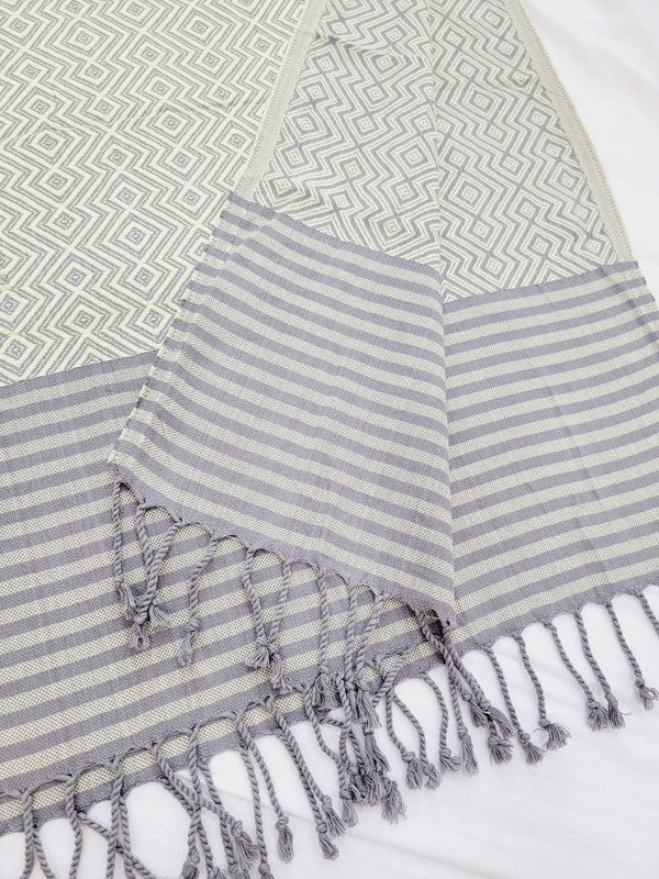 Ebru Home Geo Stripe Organic Cotton Turkish Magic Towel