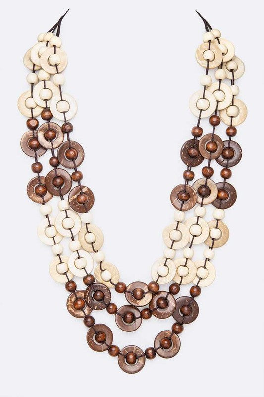 Wooden Beads Layered Statement Necklace **also in multi, purple, teal, and fuchsia