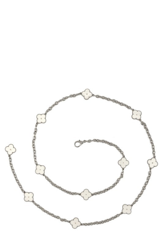 Gold and Cream Clover Charm Chain Belt