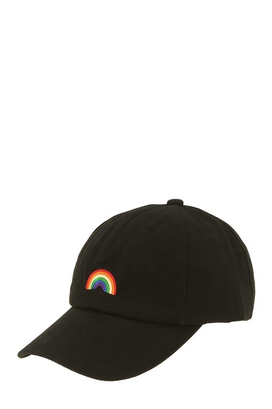 Icco Rainbow Embroidery Cotton Baseball Cap **also in khaki, mint, pink, purple, and white