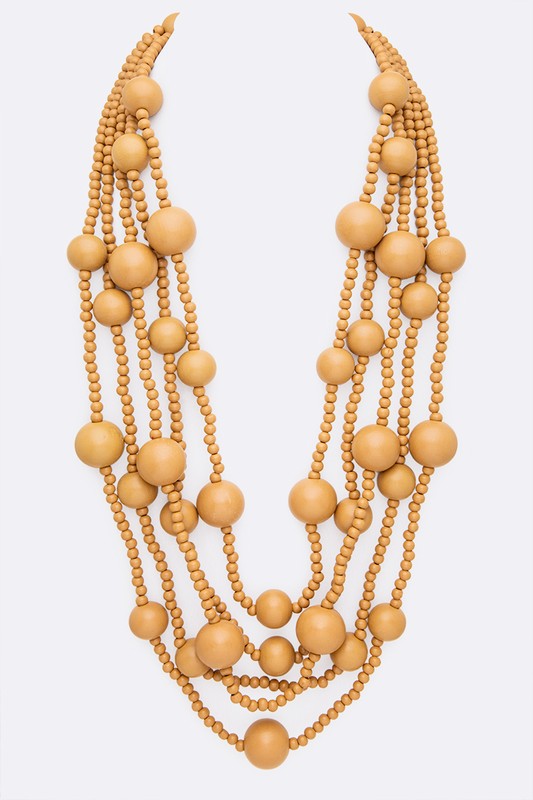 Mulit Layered Statement Wooden Beads Necklace **available in 8 colors