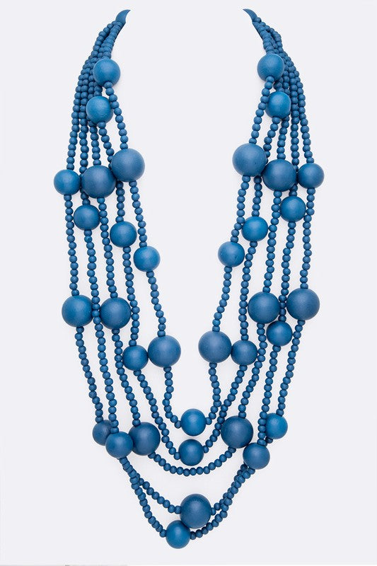 Mulit Layered Statement Wooden Beads Necklace **available in 8 colors