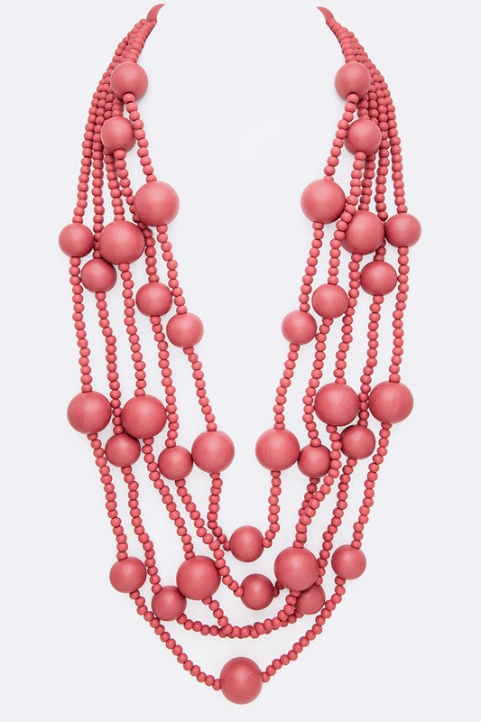 Mulit Layered Statement Wooden Beads Necklace **available in 8 colors