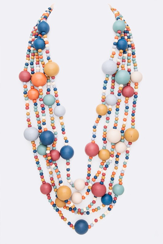 Mulit Layered Statement Wooden Beads Necklace **available in 8 colors