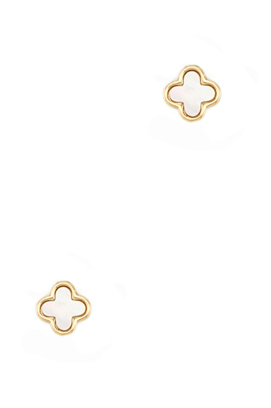 White clover earrings in a classic look with gold dipped outline.