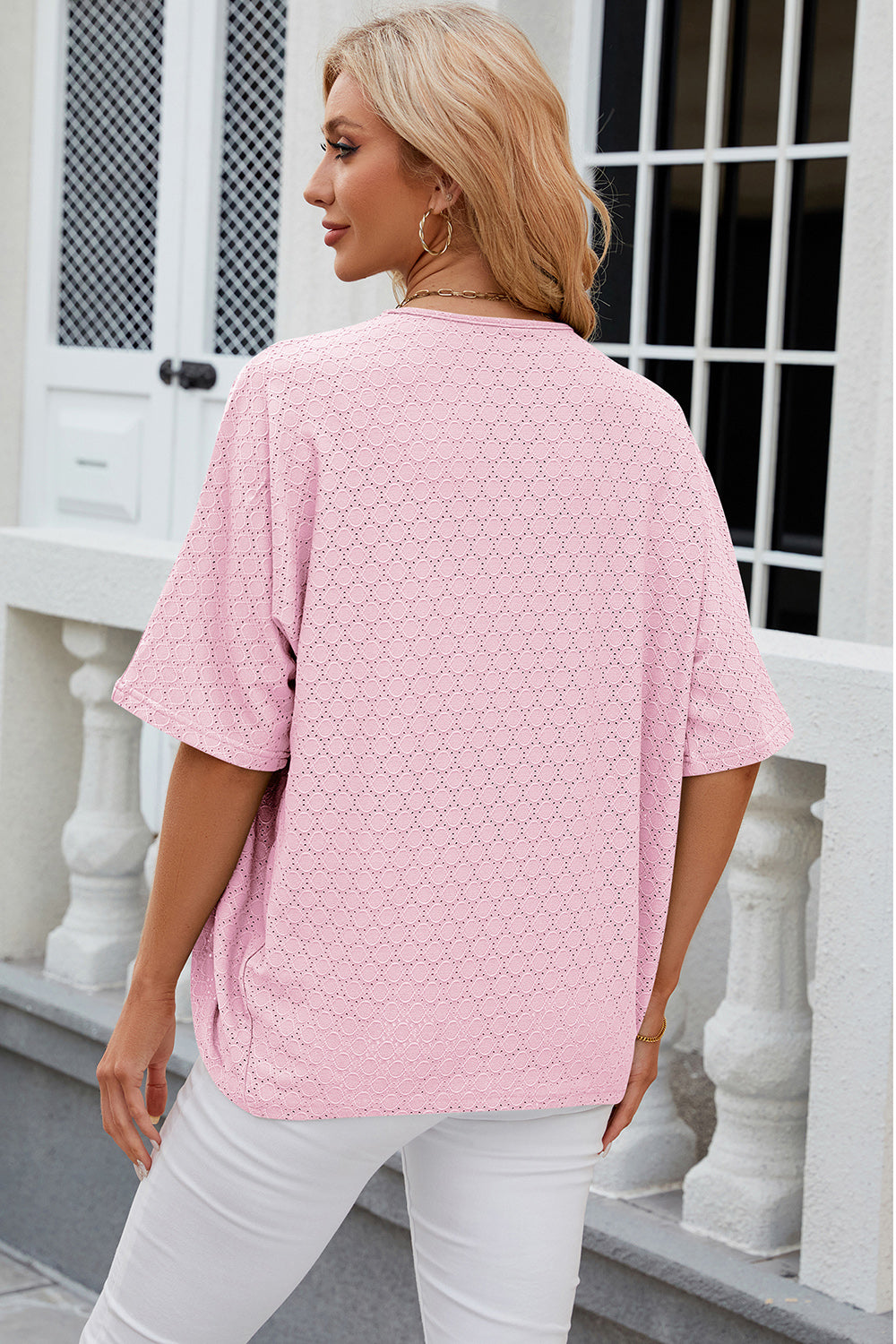 Eyelet Open Front Half Sleeve Cardigan **also in hot pink, white, blush, black, green, & lavendar