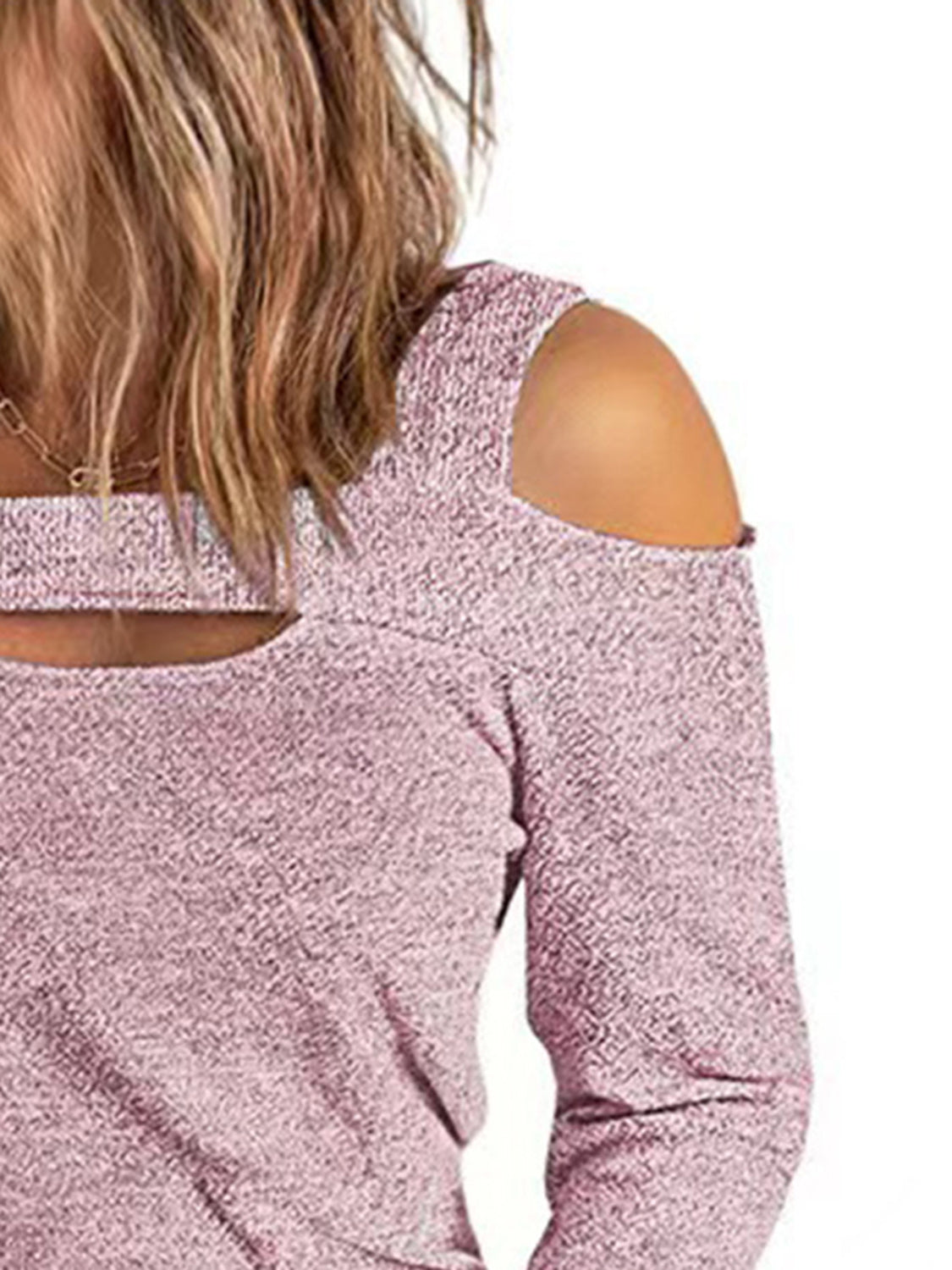 Full Size Cutout Cold Shoulder Sweater **also in light mauve, blue, green, red, and black