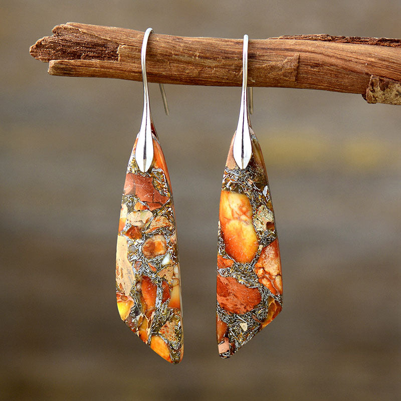 Gold-Plated Copper Dangle Earrings **also in green or tangerine, with silver or gold hooks