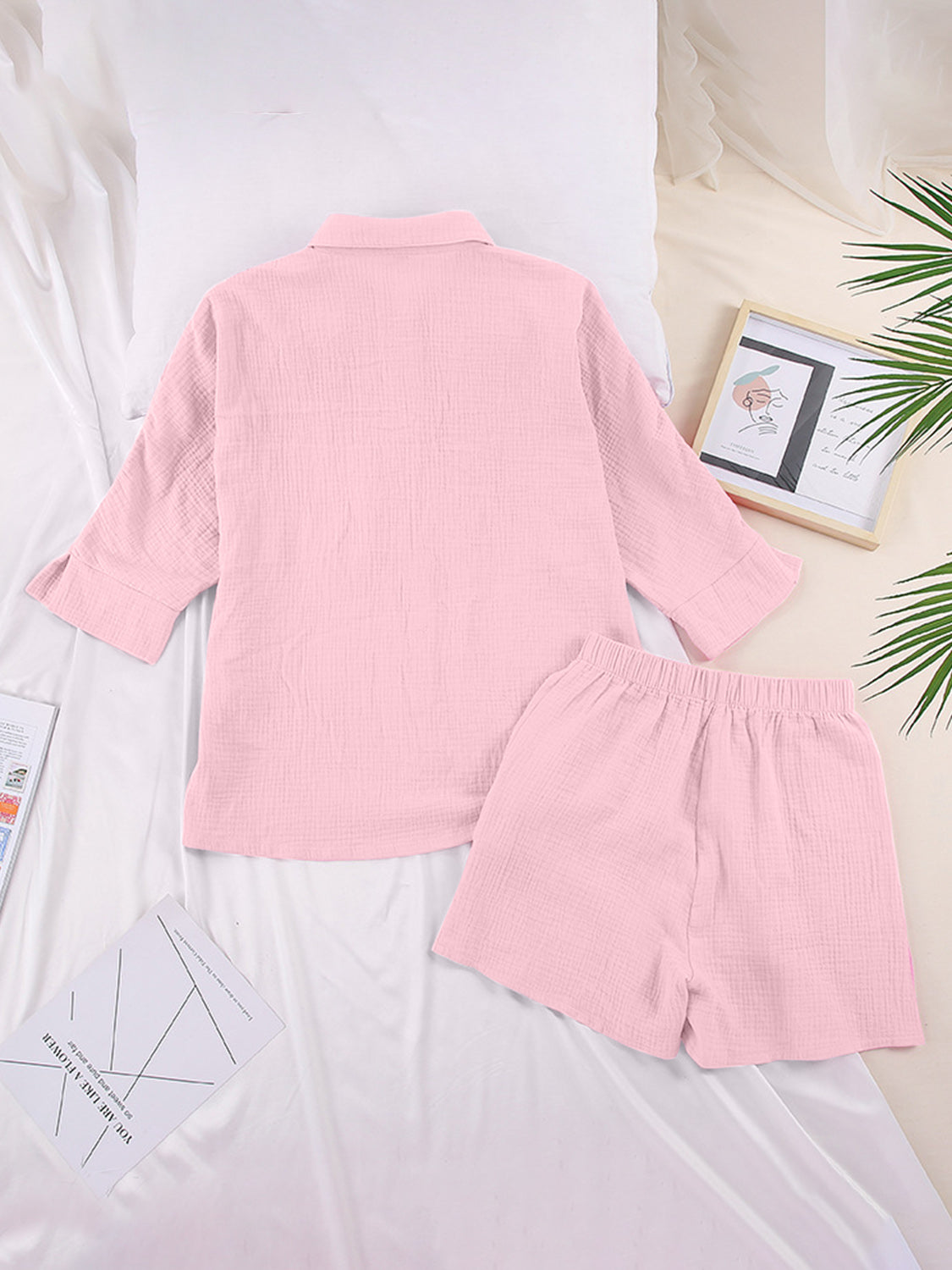 Texture Button Up Shirt and Shorts Set **available in 12 colors