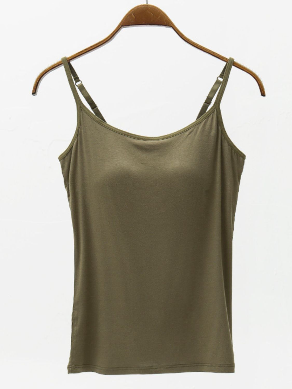 Full Size Adjustable Strap Modal Cami with Built-In Bra with Cups **available in 9 colors