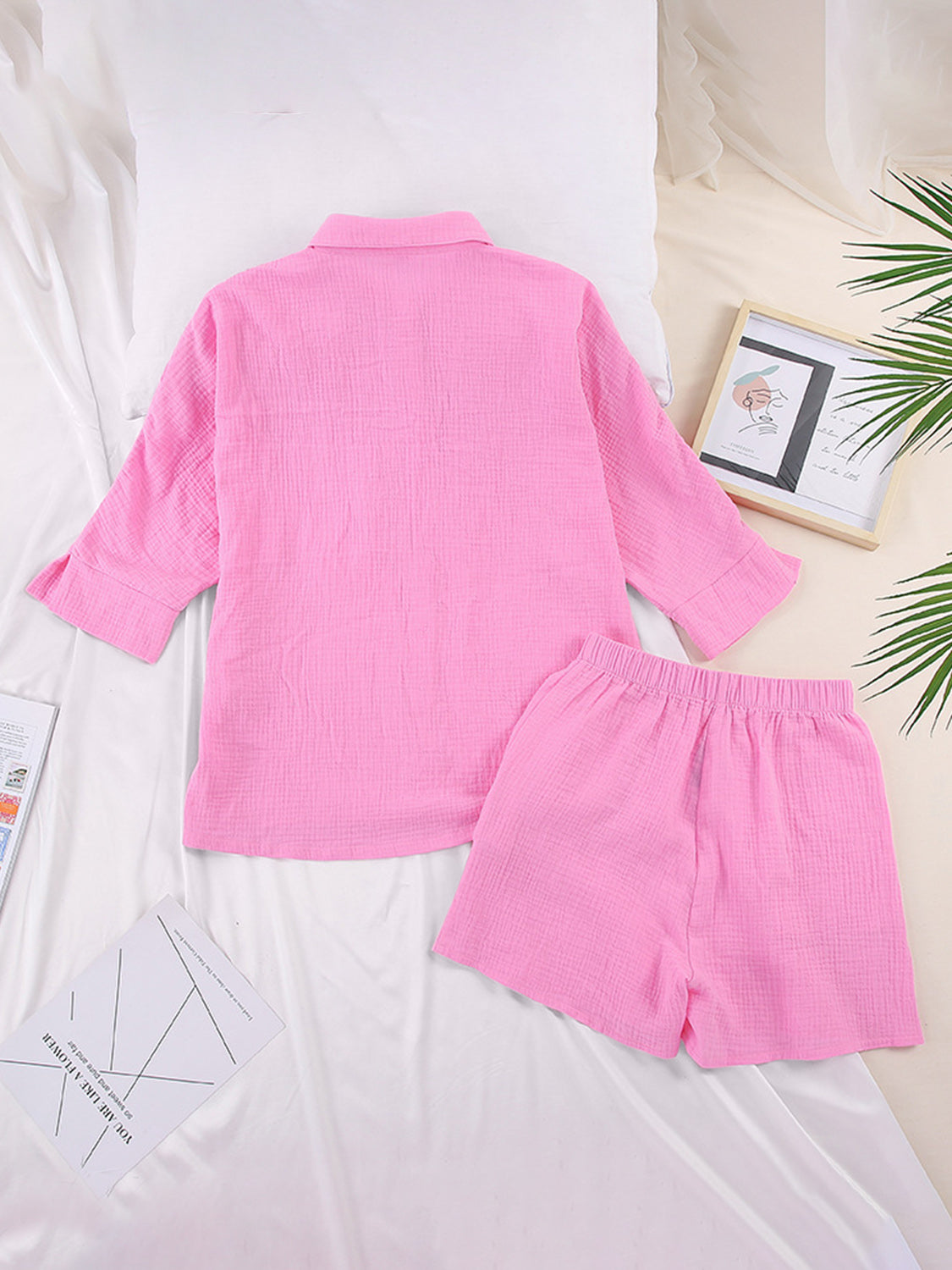 Texture Button Up Shirt and Shorts Set **available in 12 colors