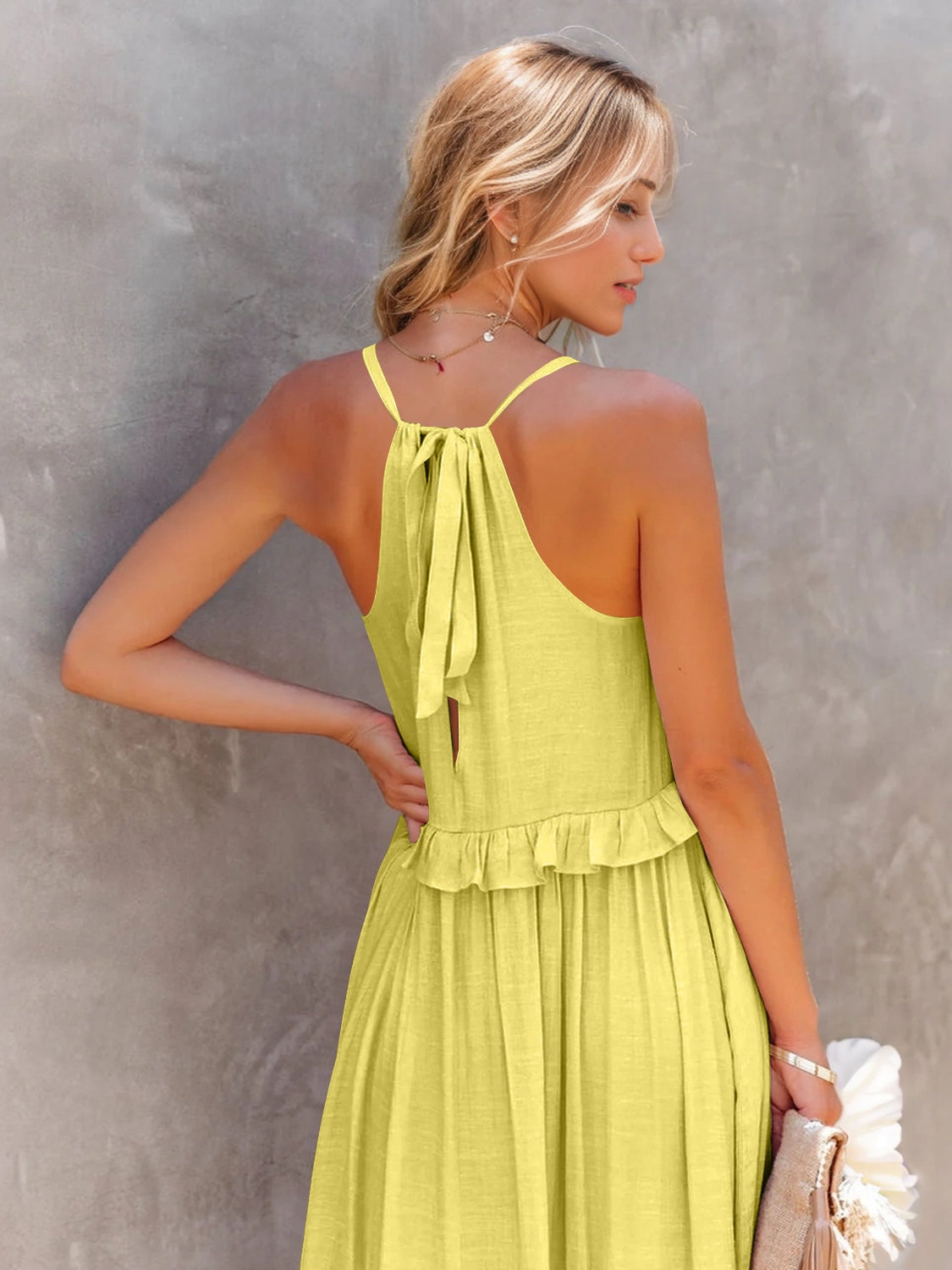 Full Size Ruffled Sleeveless Tiered Maxi Dress with Pockets **available in 8 colors