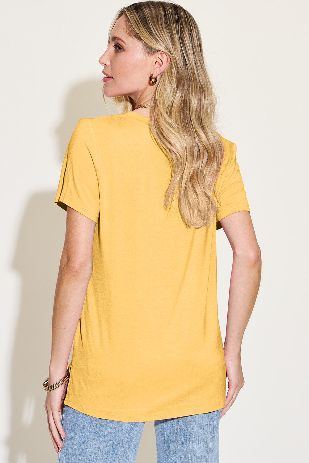 Basic Bae Bamboo Full Size V-Neck High-Low T-Shirt **also in coral, black, white, and lavendar