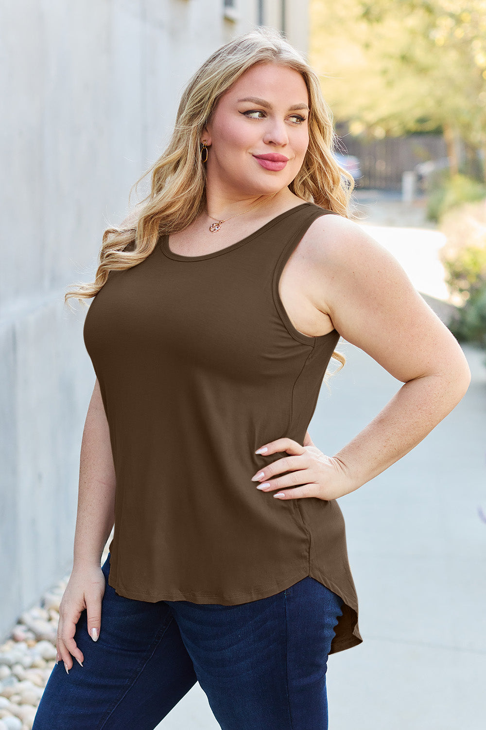 Basic Bae Full Size Round Neck Tank **also in black, camel, army green, and chestnut