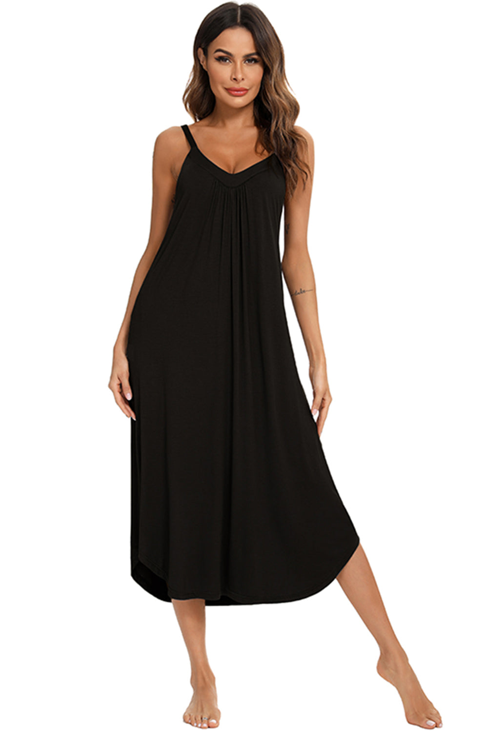 V-Neck Midi Lounge Dress **also available in charcoal, black, and navy