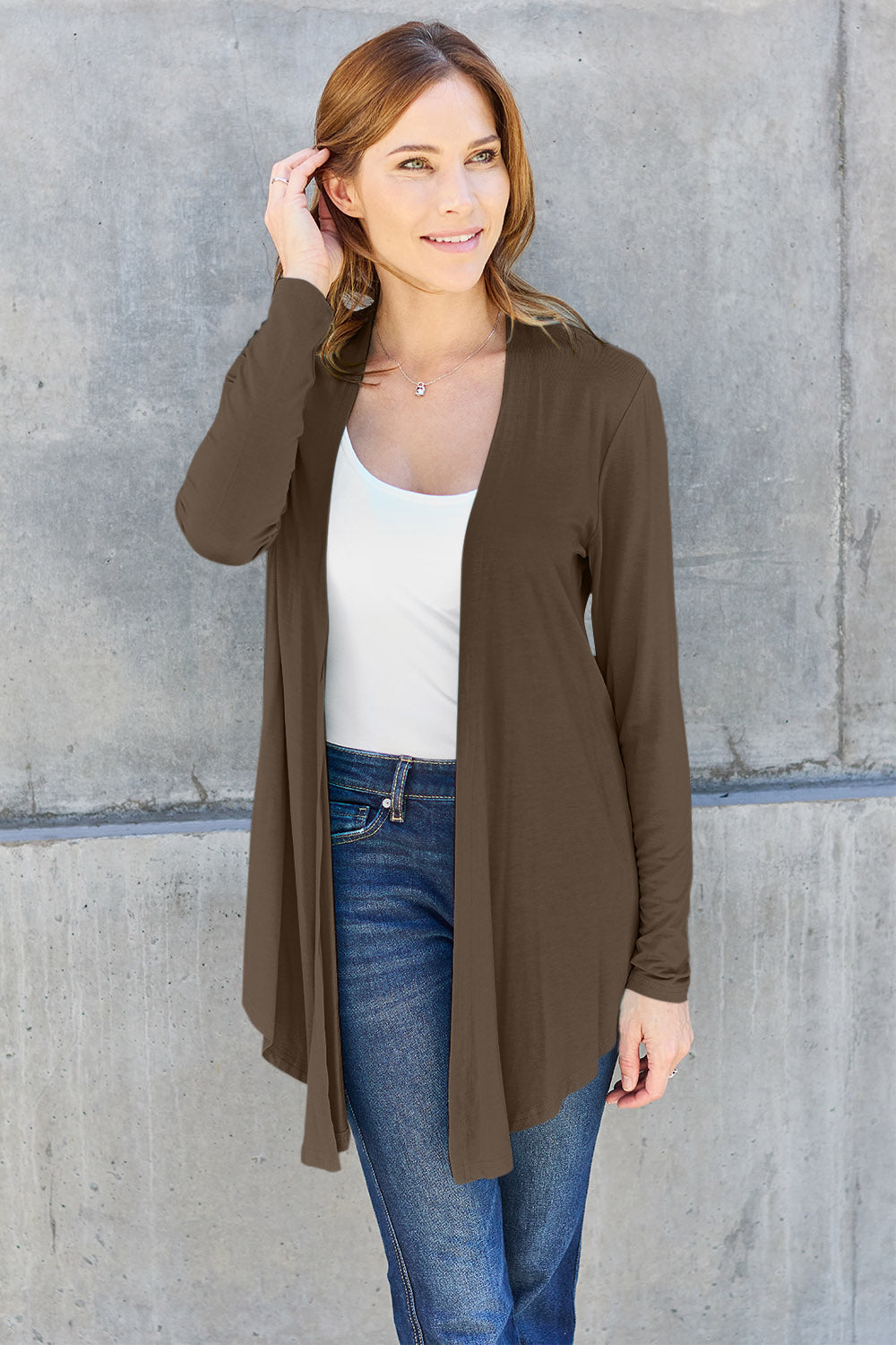 Basic Bae Full Size Open Front Long Sleeve Cardigan **also in sky blue, chestnut, hot pink, and black