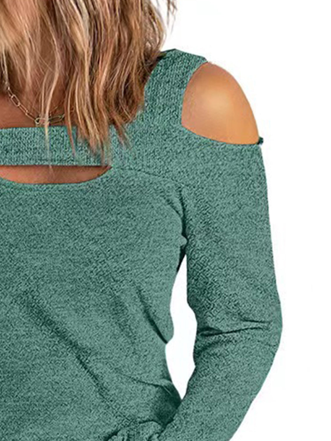 Full Size Cutout Cold Shoulder Sweater **also in light mauve, blue, green, red, and black