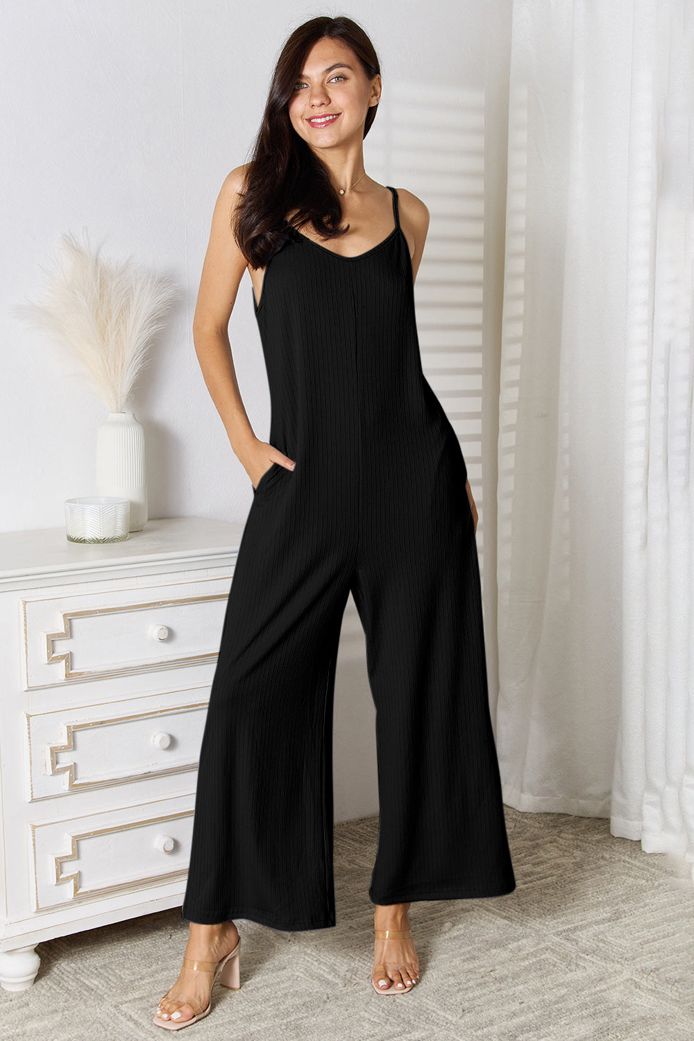 Basic Bae Full Size Spaghetti Strap V-Neck Jumpsuit **also available in chocolate and black