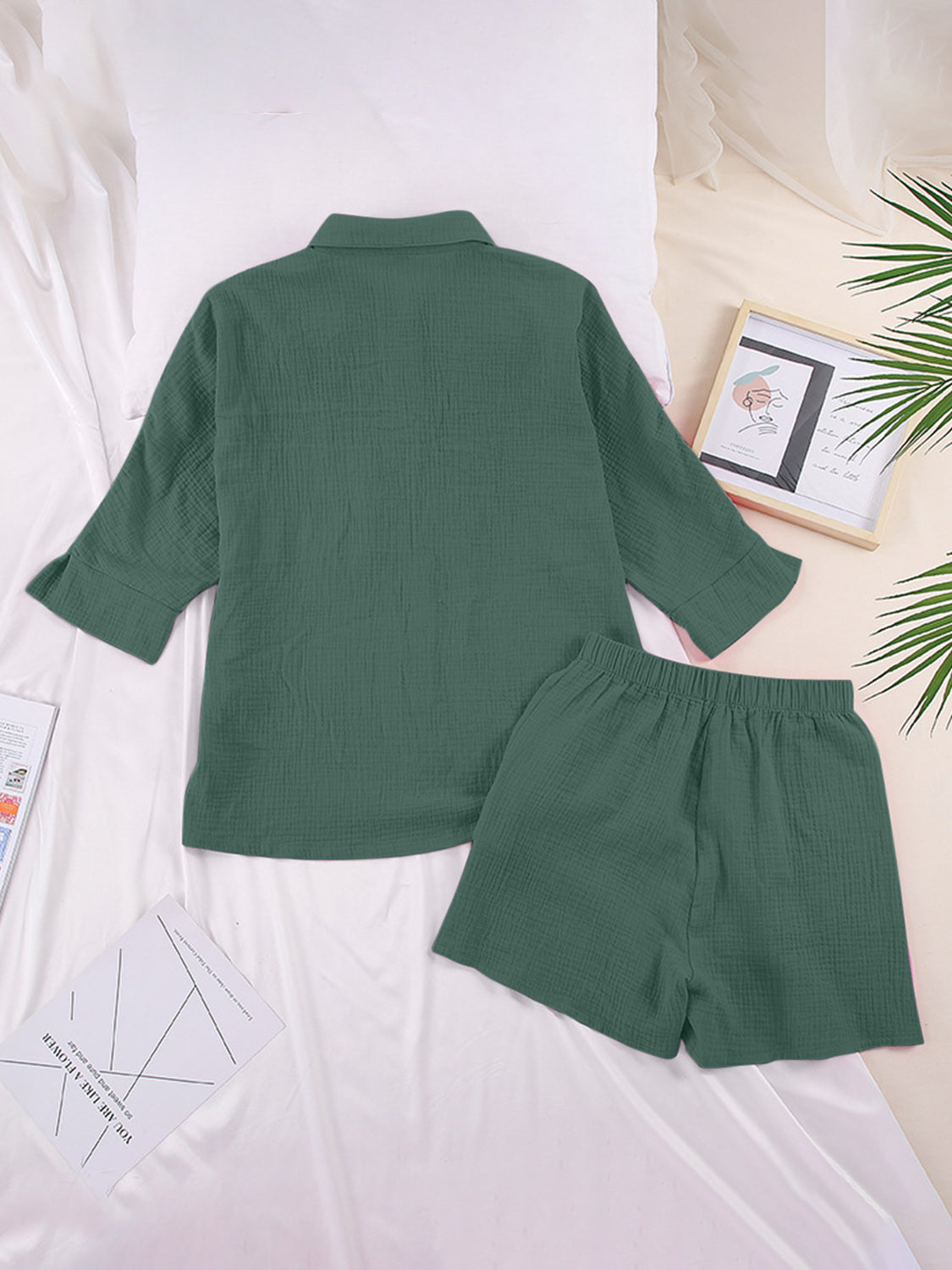 Texture Button Up Shirt and Shorts Set **available in 12 colors