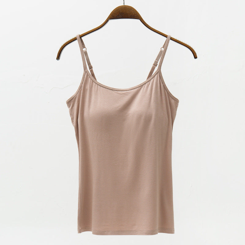 Full Size Adjustable Strap Modal Cami with Built-In Bra with Cups **available in 9 colors