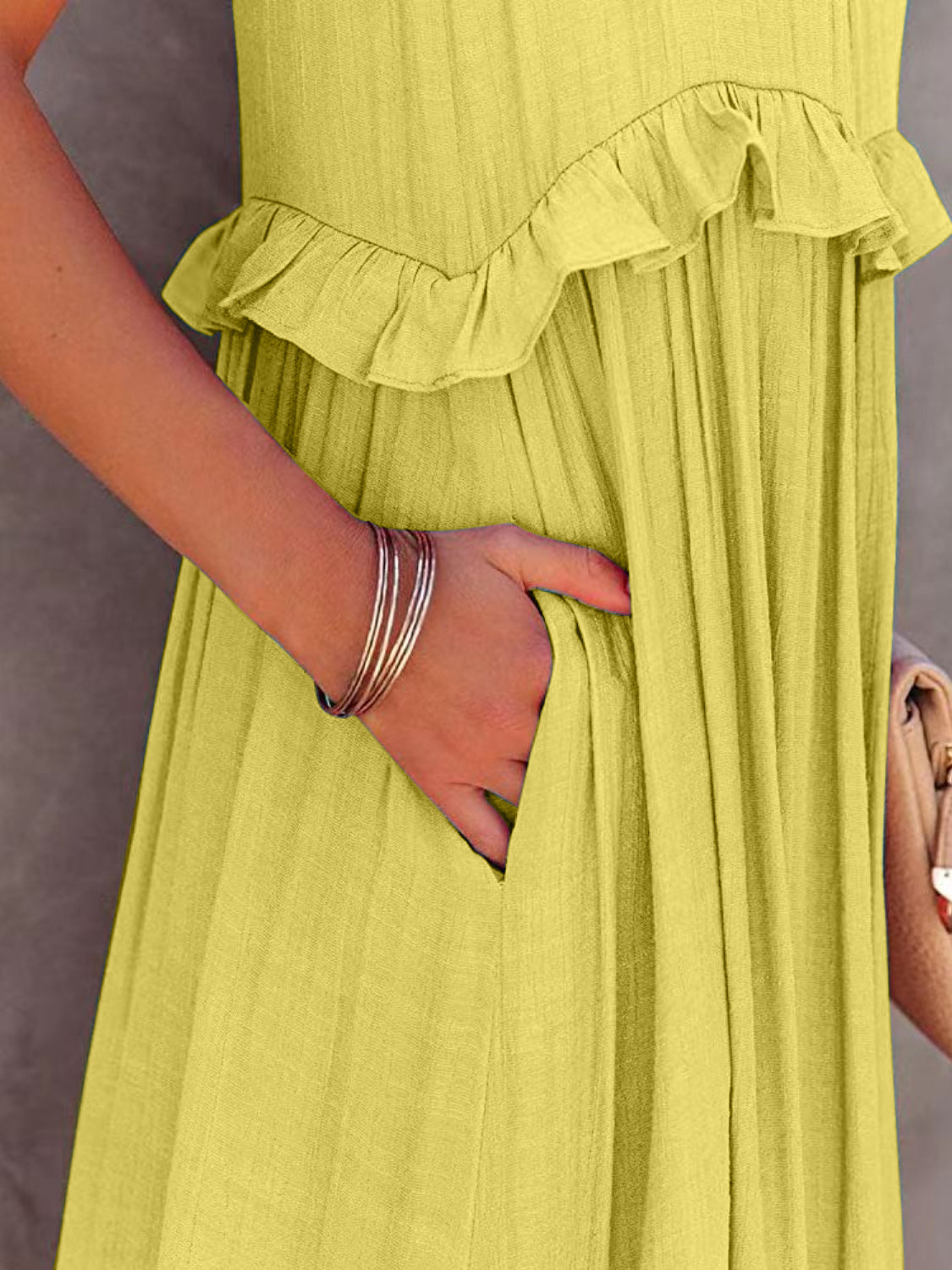 Full Size Ruffled Sleeveless Tiered Maxi Dress with Pockets **available in 8 colors