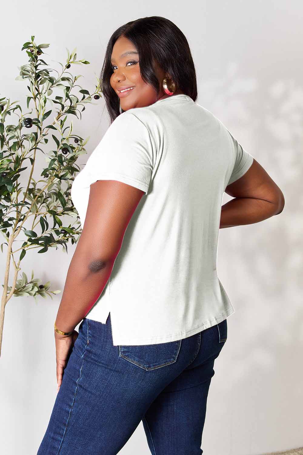 Basic Bae Full Size Round Neck Short Sleeve T-Shirt **also in red, moss, purple, charcoal, taupe, and white