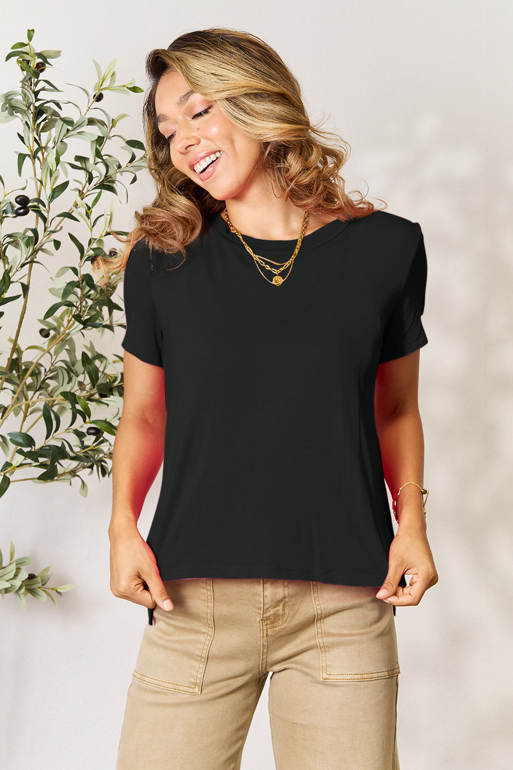 Basic Bae Full Size Round Neck Short Sleeve T-Shirt **also in chestnut, purple, turquoise, green, and royal blue