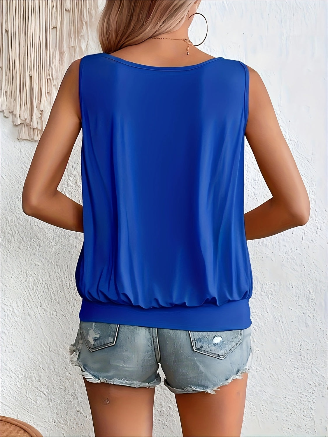 Full Size Ruched Scoop Neck Tank with Banded Bottom **also in royal blue and black