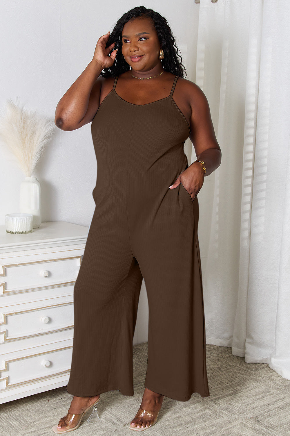 Basic Bae Full Size Spaghetti Strap V-Neck Jumpsuit **also available in chocolate and black