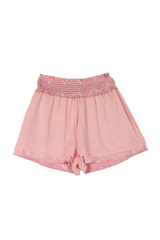 Lilou Paisley Shirred Waist Casual Shorts