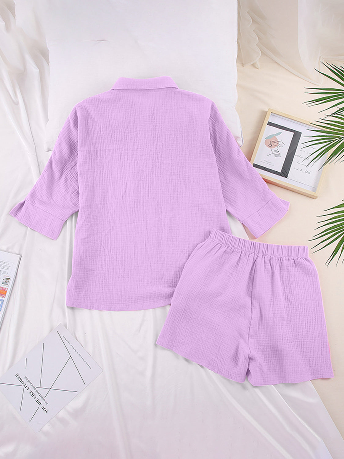 Texture Button Up Shirt and Shorts Set **available in 12 colors