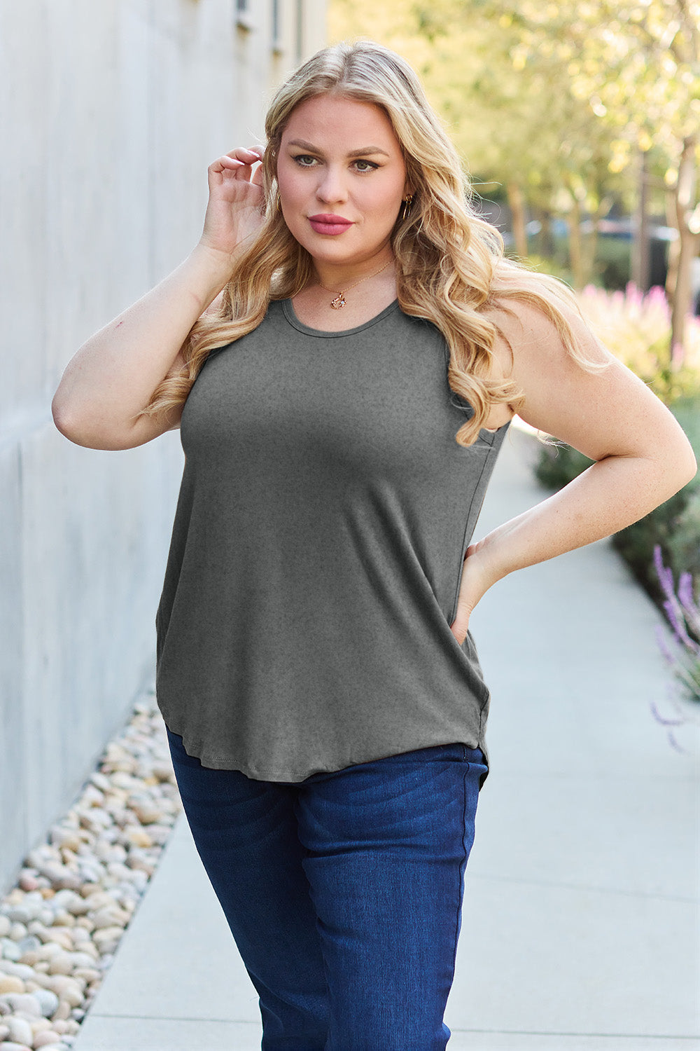 Basic Bae Full Size Round Neck Tank **also in black, camel, army green, and chestnut