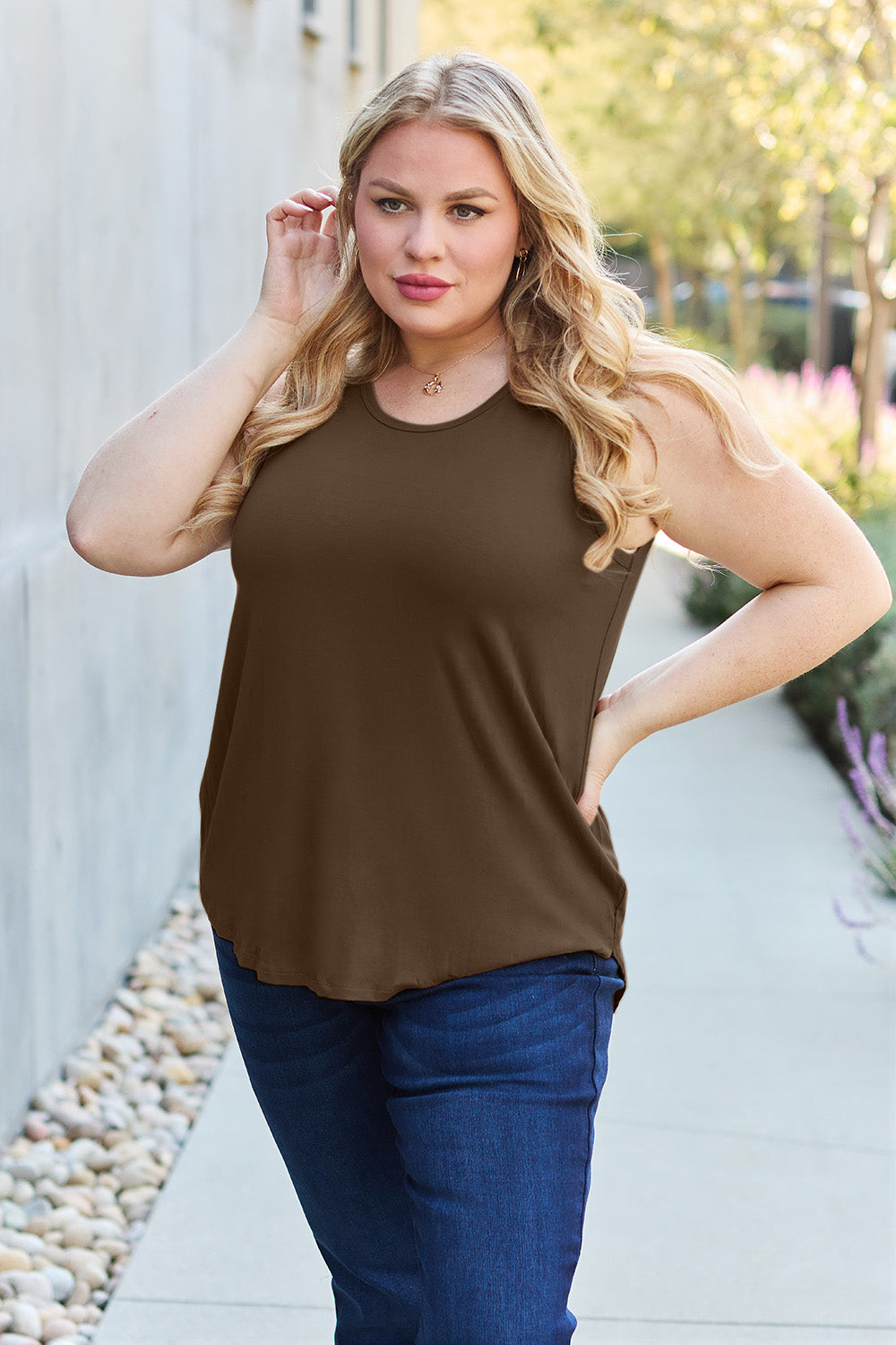 Basic Bae Full Size Round Neck Tank **also in black, camel, army green, and chestnut