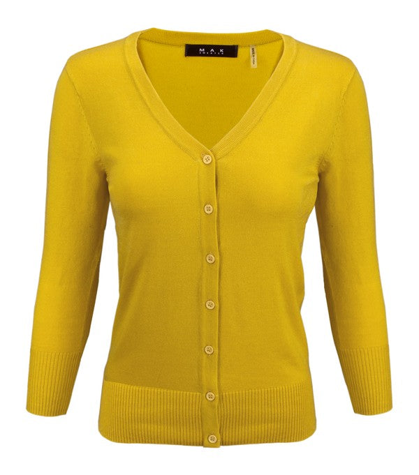 3/4 Sleeve V-Neck Button Down Knit Plus Size Cardigan Sweater **available in 29 colors!