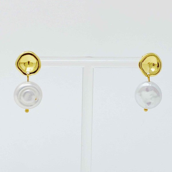 Ellison and Young Golden Shell Pearl Drop Earrings