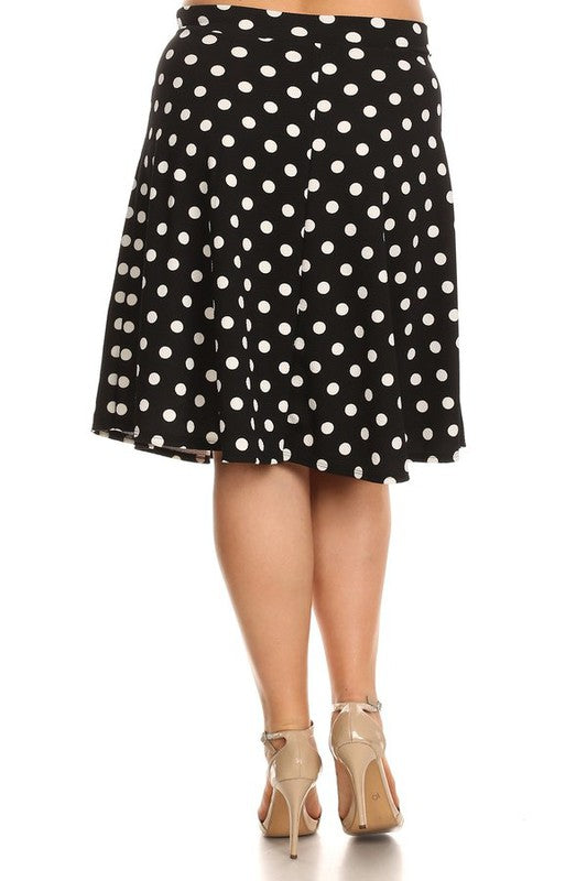 Moa Collection Plus Size Knee Length Polka Dot Skirt *also available in white