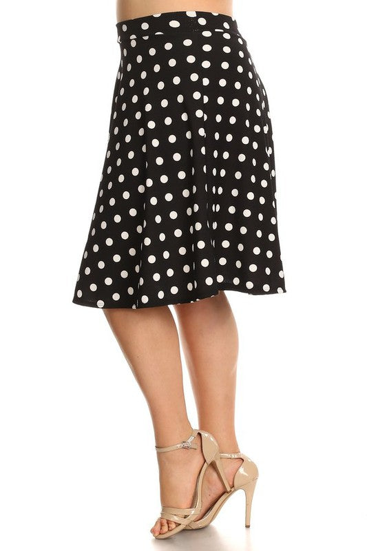 Moa Collection Plus Size Knee Length Polka Dot Skirt *also available in white