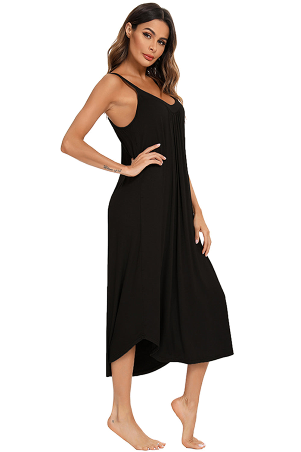 V-Neck Midi Lounge Dress **also available in charcoal, black, and navy