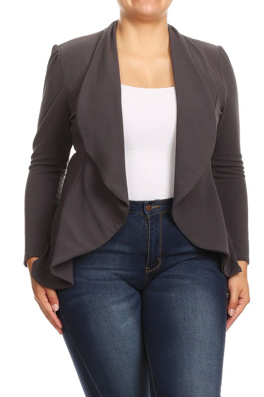 Moa Collection Plus Size Casual Open Front Blazer **available in 16 colors