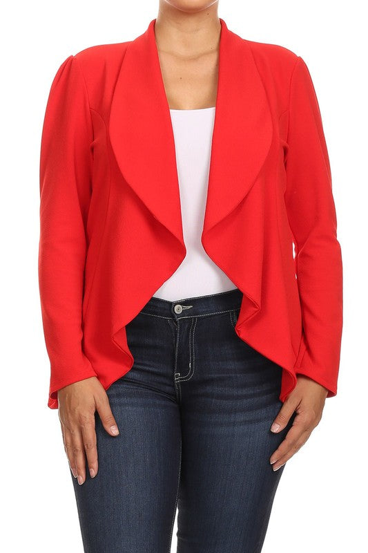 Moa Collection Plus Size Casual Open Front Blazer **available in 16 colors