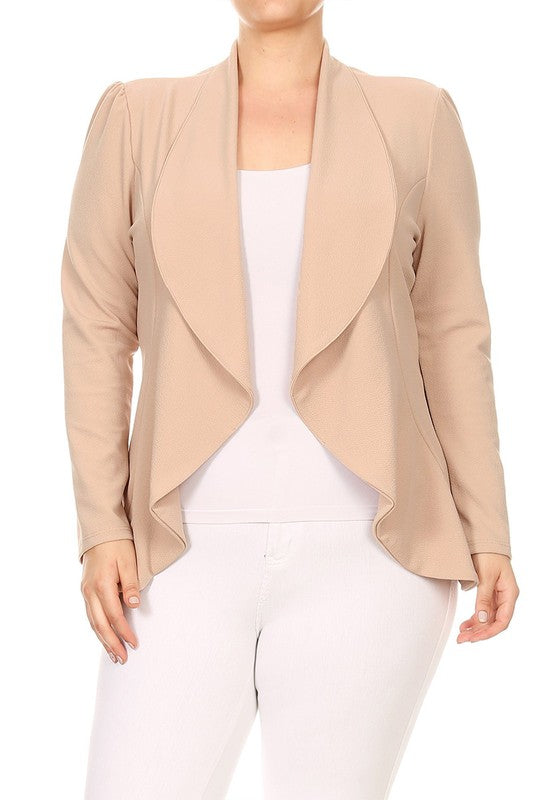 Moa Collection Plus Size Casual Open Front Blazer **available in 16 colors