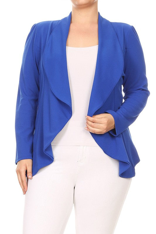 Moa Collection Plus Size Casual Open Front Blazer **available in 16 colors