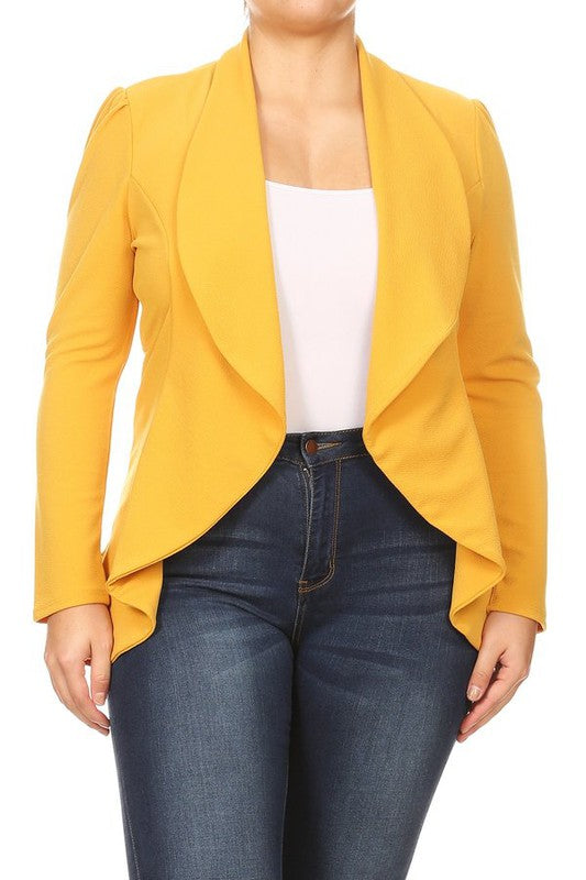 Moa Collection Plus Size Casual Open Front Blazer **available in 16 colors