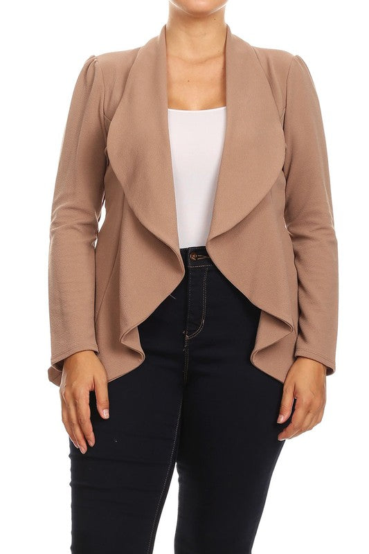 Moa Collection Plus Size Casual Open Front Blazer **available in 16 colors