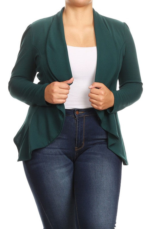 Moa Collection Plus Size Casual Open Front Blazer **available in 16 colors