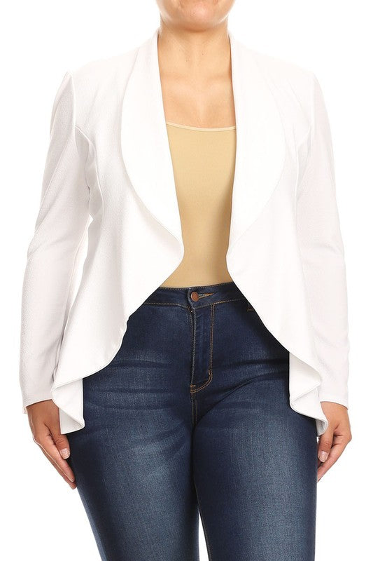 Moa Collection Plus Size Casual Open Front Blazer **available in 16 colors