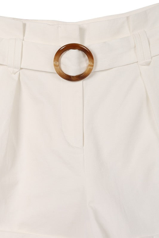 Lilou Belted Cotton Shorts **also available in white