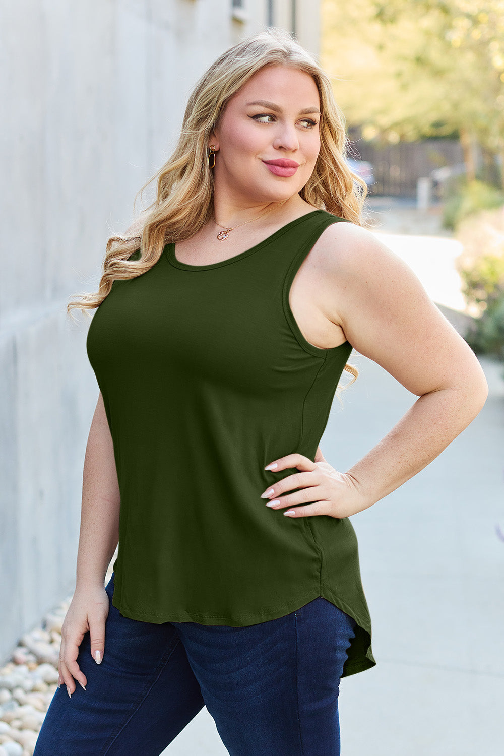 Basic Bae Full Size Round Neck Tank **also in black, camel, army green, and chestnut