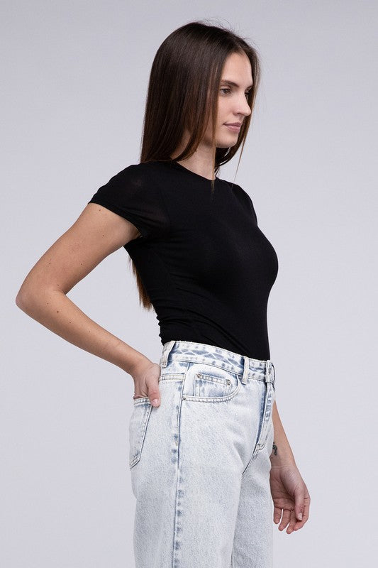 Double Layered Cap Sleeve Bodysuit **also available in black and off-white